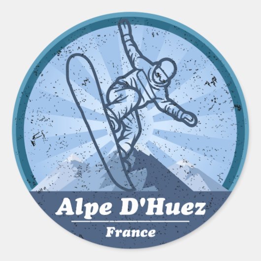 Alpe d'Huez Station de ski - Snowboard Sticker ラウンドシール (正面)