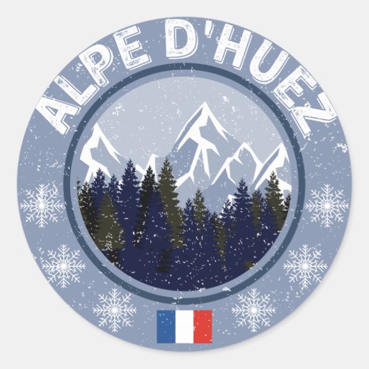 Alpe d'Huez Station de ski Sticker ラウンドシール (正面)