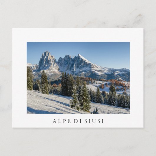 Alpe di Susi冬景色白い葉書 ポストカード (正面)