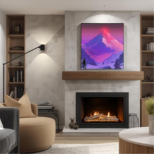 Alpenglow Everest RISE Minimalist Motivational Art キャンバスプリント