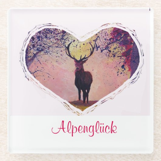 Alpenglück Hirsch ガラスコースター (正面)