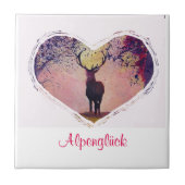 Alpenglück Hirsch Glasuntersetzer タイル (正面)