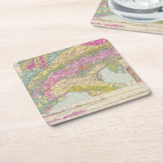 Alpenlander -アルプスの地図書の地図 スクエアペーパーコースター (アングル)