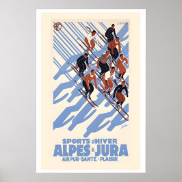 Alpes & Jura Winter Sports Switzerland Vintage Ski ポスター