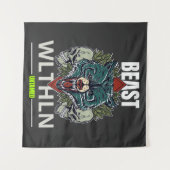 Alpha Beast _ Untamed Wolf Streetwear Fearless タペストリー (正面(横))