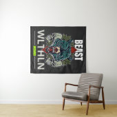 Alpha Beast _ Untamed Wolf Streetwear Fearless  タペストリー (インサイチュ(横))