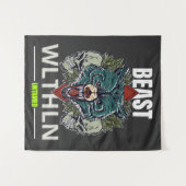 Alpha Beast _ Untamed Wolf Streetwear Fearless  タペストリー (正面(横))