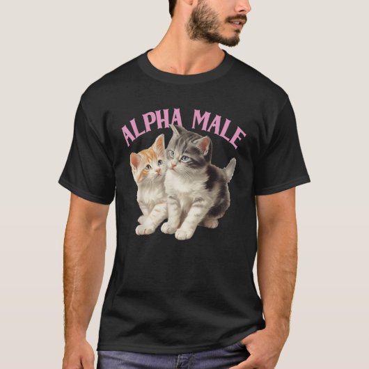 Alpha Catオスおもしろいキッテン風変わり皮肉Y2Kユーモア Tシャツ (正面)