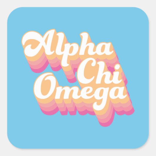 Alpha Chi Omega | グルービーな手書き風 スクエアシール (正面)