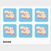 Alpha Chi Omega | グルービーな手書き風 スクエアシール (シート)