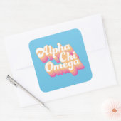 Alpha Chi Omega | グルービーな手書き風 スクエアシール (封筒)