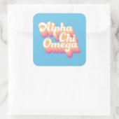 Alpha Chi Omega | グルービーな手書き風 スクエアシール (バッグ)