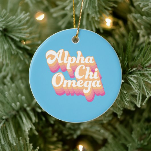 Alpha Chi Omega | グルービーな手書き風 セラミックオーナメント (ツリー)