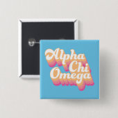 Alpha Chi Omega | グルービーな手書き風 缶バッジ (正面&裏面)