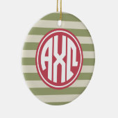 Alpha Chi Omega | モノグラム ストライプ柄 セラミックオーナメント (右)