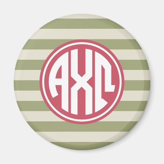 Alpha Chi Omega | モノグラム ストライプ柄 マグネット (正面)