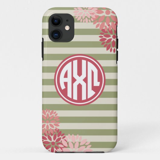 Alpha Chi Omega | モノグラム ストライプ柄 Case-Mate iPhoneケース (裏面)