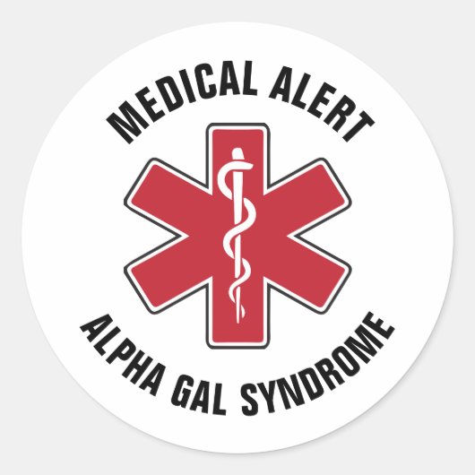 Alpha Galシンドロームの医療警告シンボル ラウンドシール (正面)