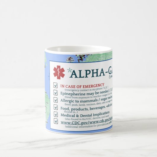 Alpha-gal症候群(11oz) 認識度マググ コーヒーマグカップ (中央)