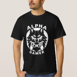 Alpha Gamer Wolf with Controller Tシャツ