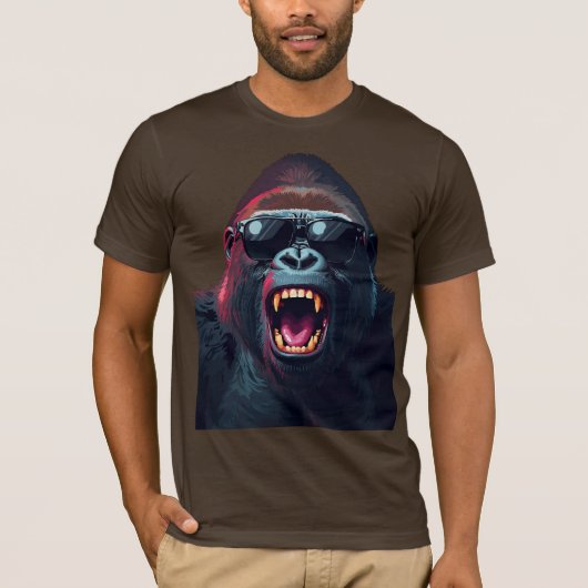 Alpha Rage – Roaring Gorilla with Sunglasses Tシャツ (正面)