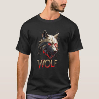 Alpha Wolf Head Graphic T-Shirt - Red Glow Eyes Tシャツ