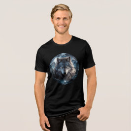 Alpha Wolf in Ice Mountains Artwork トライブレンドＴシャツ
