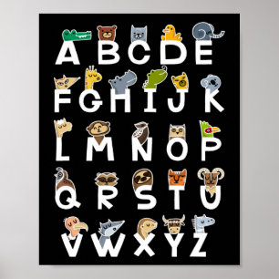 Alphabetの学Kids Animals ABC ポスター