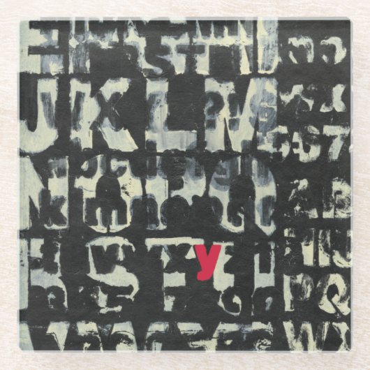 Alphabet'絵画s by Norman Wyatt ガラスコースター (正面)