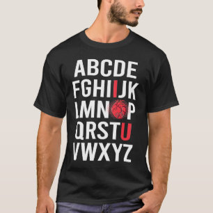 ALPHABET ABC I LOVE YOU VALENTINE解剖学的ハート Tシャツ