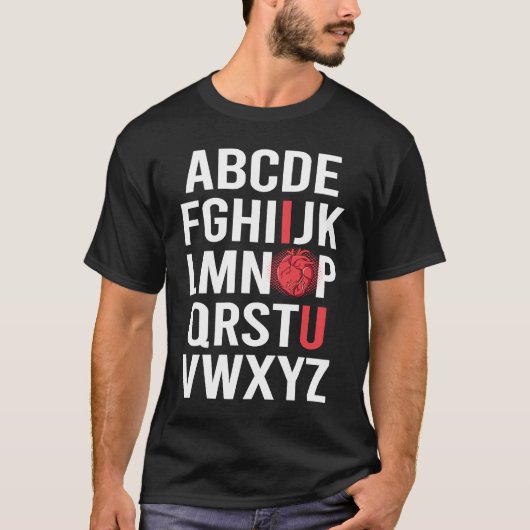 ALPHABET ABC I LOVE YOU Valentine Anatomical Heart Tシャツ (正面)