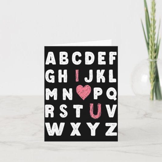 Alphabet Abc I Love You Valentines Day Heart カード (正面)
