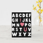 Alphabet Abc I Love You Valentines Day Heart カード (黄色い花)