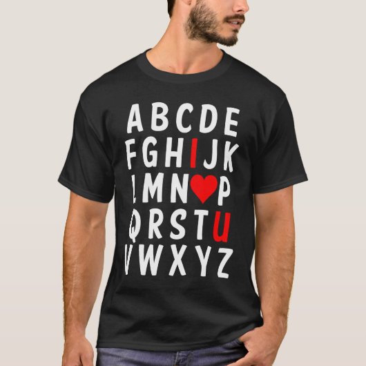 Alphabet ABC I Love You Valentines Day Heart Him Tシャツ (正面)