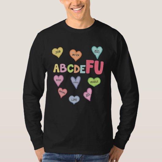 Alphabet Abcdefu He Love You おもしろい Valentine S Day Tシャツ (正面)