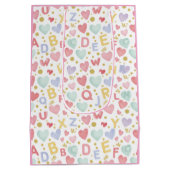 Alphabet Adventures: Watercolor Hearts and Playful ミディアムペーパーバッグ (裏面)