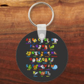 Alphabet Animal ABCsの学基本ボタンキーチャイ キーホルダー (正面)