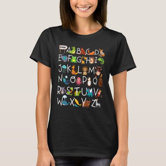 Alphabet Animal Abcsの学子供が始ま学る Tシャツ (正面)