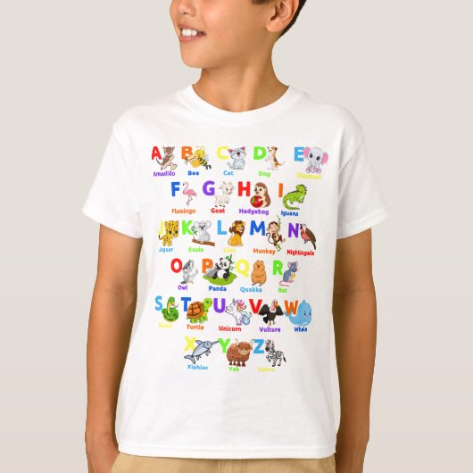 Alphabet Animal ABCs学's Boy T-Shirt Tシャツ (正面)