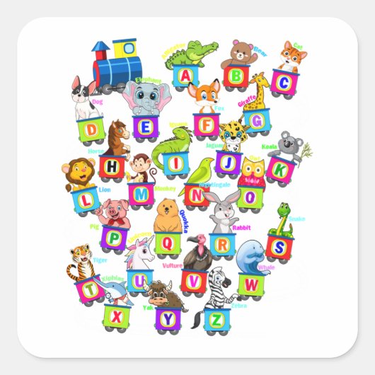 Alphabet Animal ABCs 学's Square スクエアシール (正面)