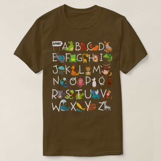 Alphabet Animal ABCs LearningKids Begin Learn Gift Tシャツ (デザイン正面)