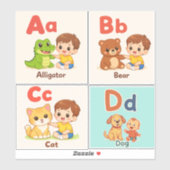 Alphabet Animals Sticker Sheet A–D シール (シート)