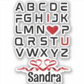 Alphabet Chart I Love You カスタム-Cut Vinyl Sticker シール (正面)