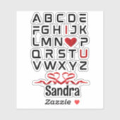 Alphabet Chart I Love You カスタム-Cut Vinyl Sticker シール (シート)