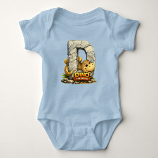 🦕💙 Alphabet Dino “D” Baby Jersey Bodysuit 👶✨ ベビーボディスーツ