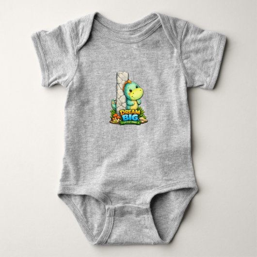 🦕✨ Alphabet Dino “I” Baby Jersey Bodysuit 👶💚 ベビーボディスーツ (正面)