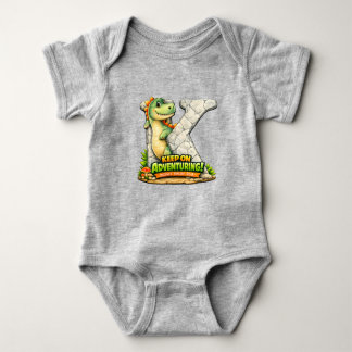 🦖✨ Alphabet Dino “K” Baby Jersey Bodysuit 👶💚 ベビーボディスーツ