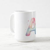 Alphabet Dream -カスタム'A'水色マグカップ コーヒーマグカップ (正面左)