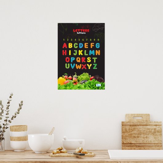 Alphabet Featuring Fruit and Vegetables ポスター (キッチン)