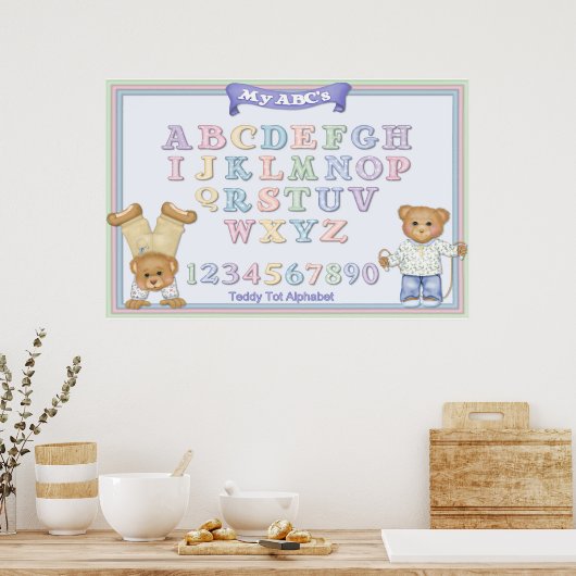 Alphabet Fun Teddy Bears ポスター (キッチン)